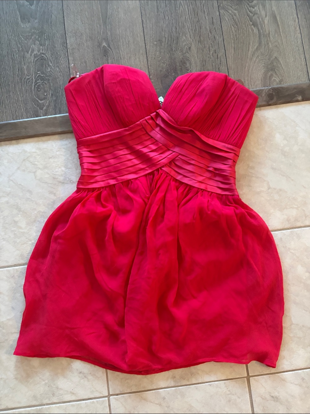 Lipsy Hot Pink Strapless Pleated Waist Party Dress